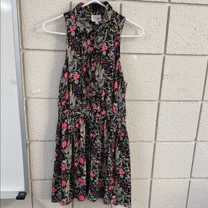 Parker Floral Sleeveless Dress - Black and Pink